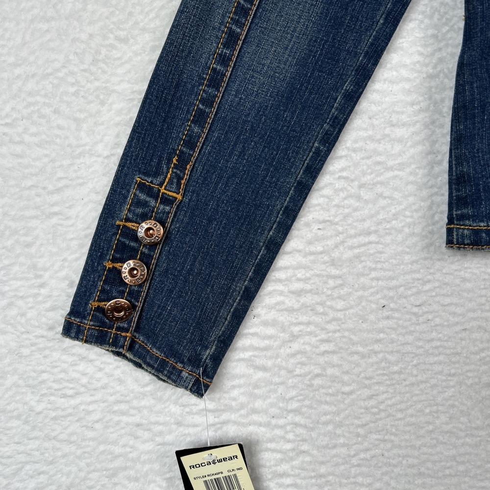NWT ROCAWEAR Denim Blue Jean Jacket Embroidered Logo Y2K Women's Large - Picture 10 of 13